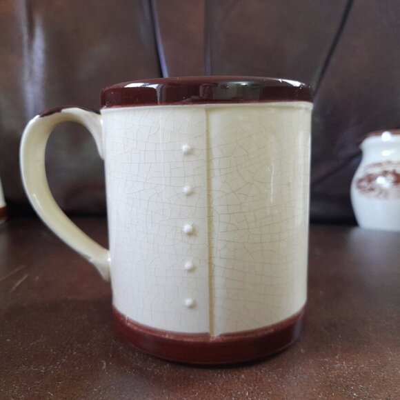 Vintage Transferware Set of Mugs Creamer Sugar Japan Brown Beige Ceramic - Picture 6 of 12